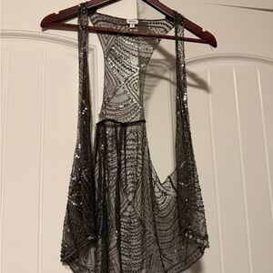 Moyna Silver Sequin vest